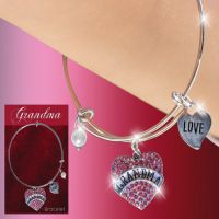 Grandma Glitter Heart Charm Bracelet - Grandma Gifts - Buy Holiday Shop Closeouts